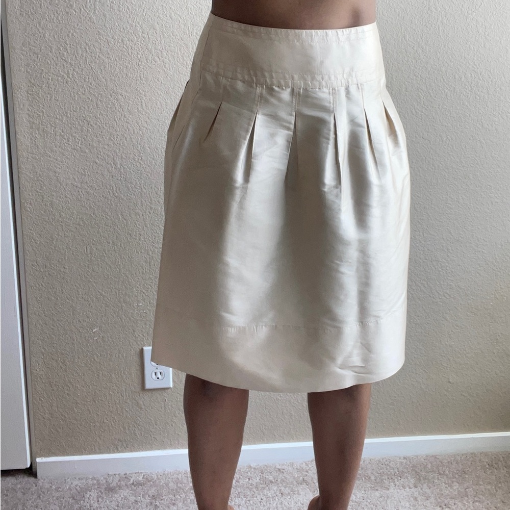 100% Silk A-Line Skirt Gold Tan Lauren by Ralph Lauren